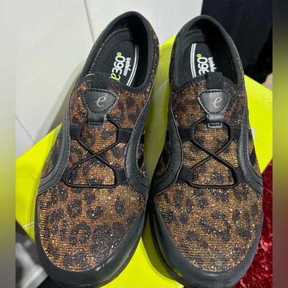 NWT Easy Spirit 360 bronze/black animal print slip on sneakers - Picture 2 of 6